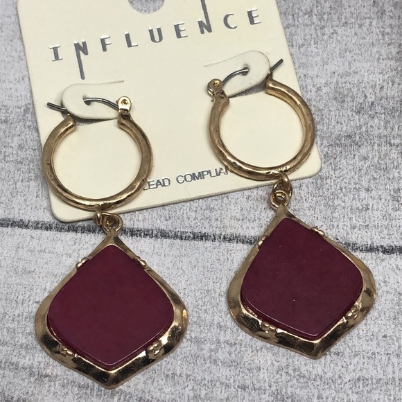 Influence hoop dangle stone statement earrings boho. - Picture 2 of 4